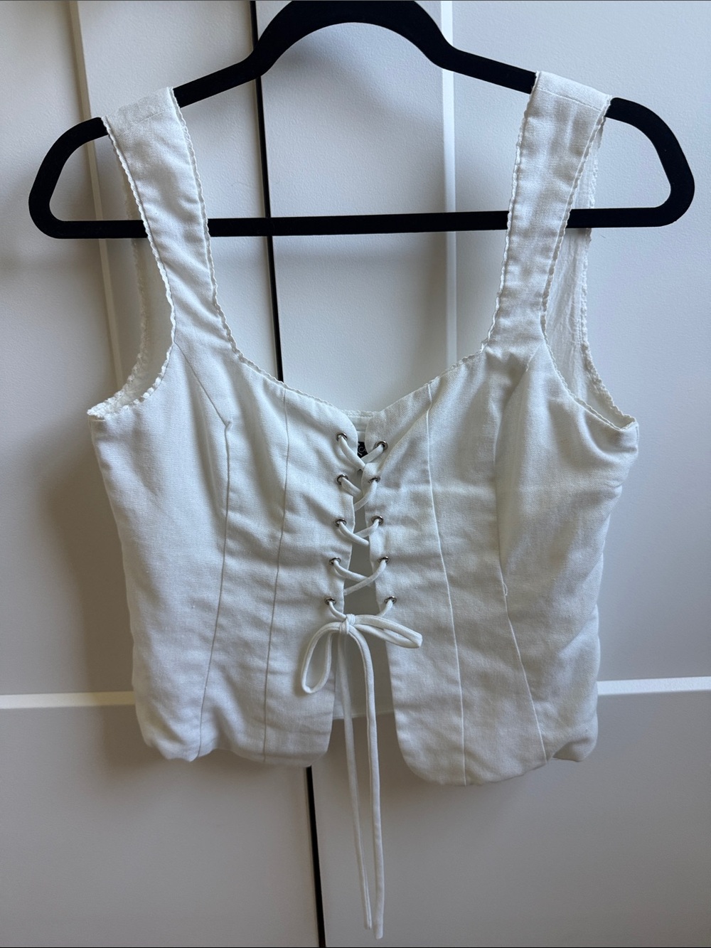 Cotton Candy White Lace-Up Corset Camisole